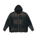Liotux Unisex Distressed Full Zip Sweater – Heavyweight Fleece