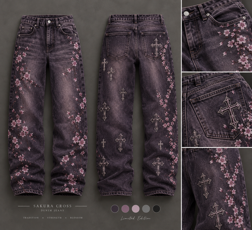 Liotux Sakura Cross Denim Jeans