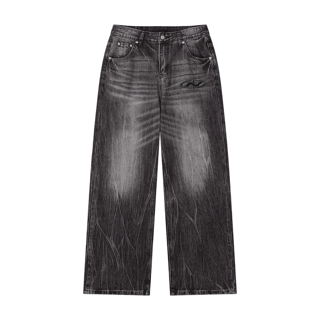 Liotux Men's Vintage Wash Wide Leg Jeans – Relaxed Denim