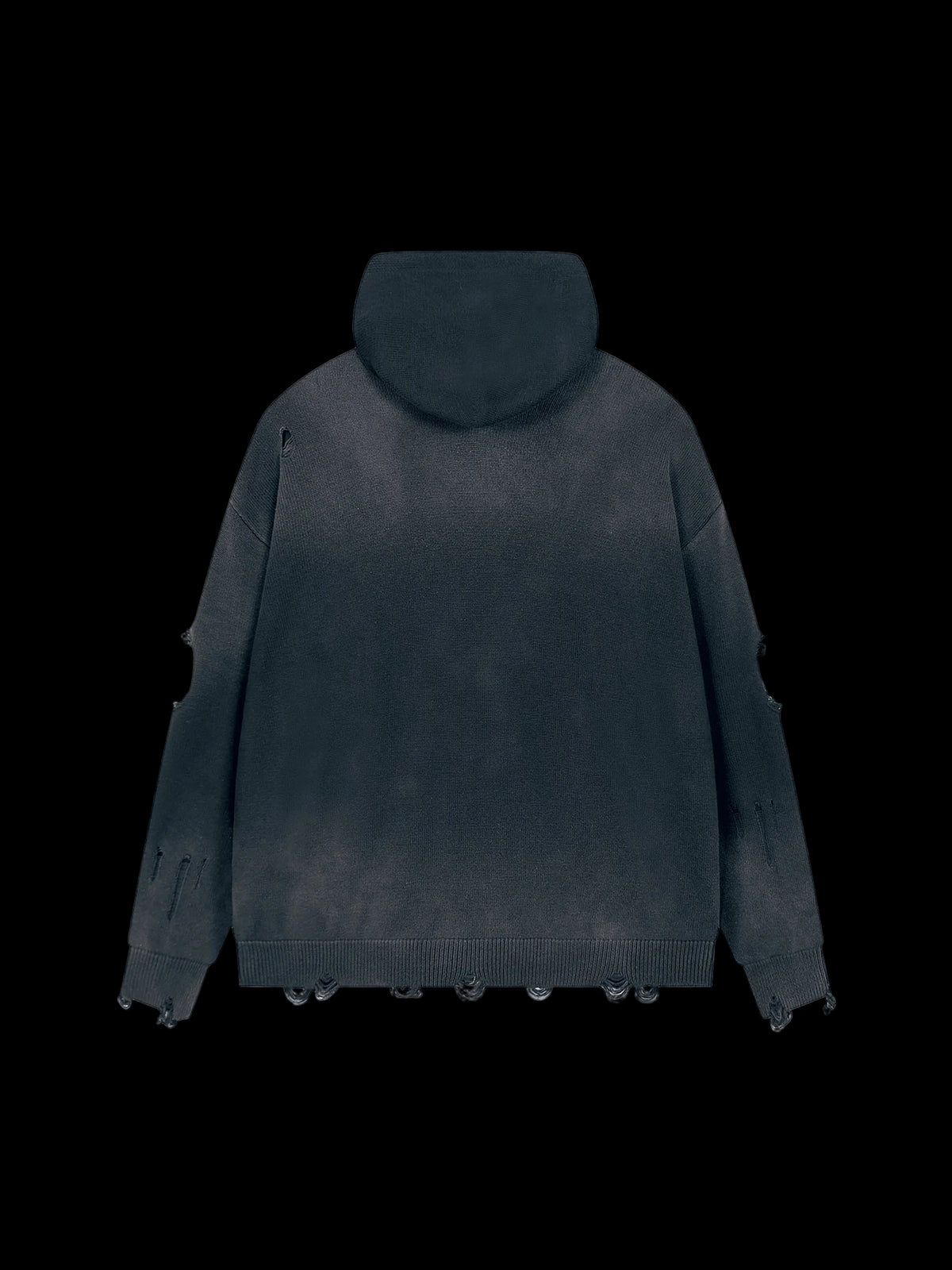 Liotux Unisex Distressed Full Zip Sweater – Heavyweight Fleece
